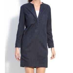 Vince Chambray Popover Dress Womens 12 NWT Stretch Modern Blue